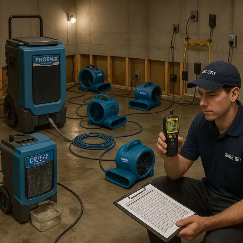 Structural Drying and Dehumidification process in Parker City, IN
